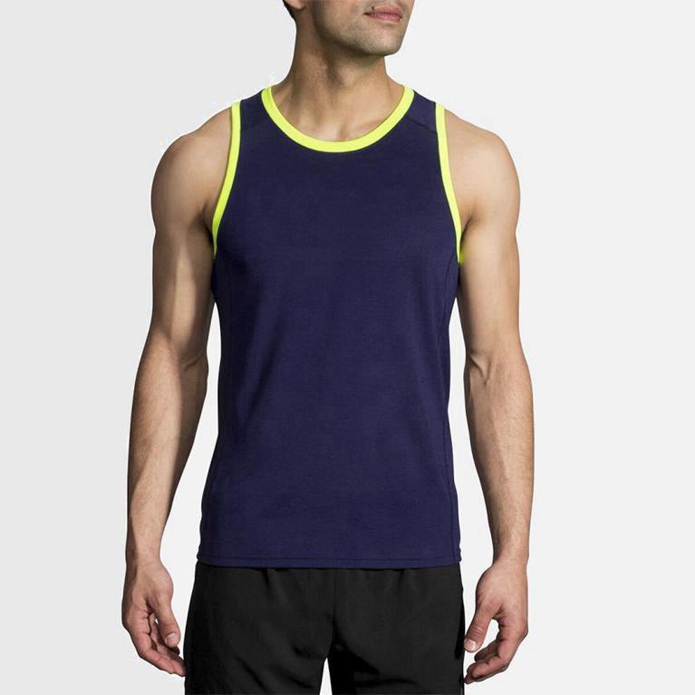 Brooks Distance NZ - Men's Running Tank Top - Blue (73028-BHNU)